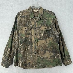 Walls Men Tree Camouflage XL/XXL Long Sleeve Hunting Button Canvas Chest 46"-48"